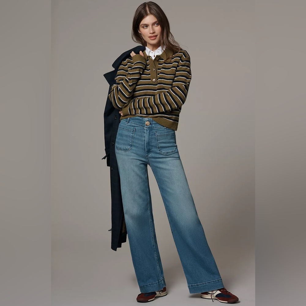 Anthropologie The Colette Full-Length Wide-Leg Jeans Maeve 25 Denim NEW NWOT